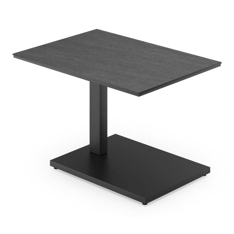 Cirello Pop up bijzettafel in zwart aluminium en basalt black volkeramiek - L 70 x B 50 x H 66 cm