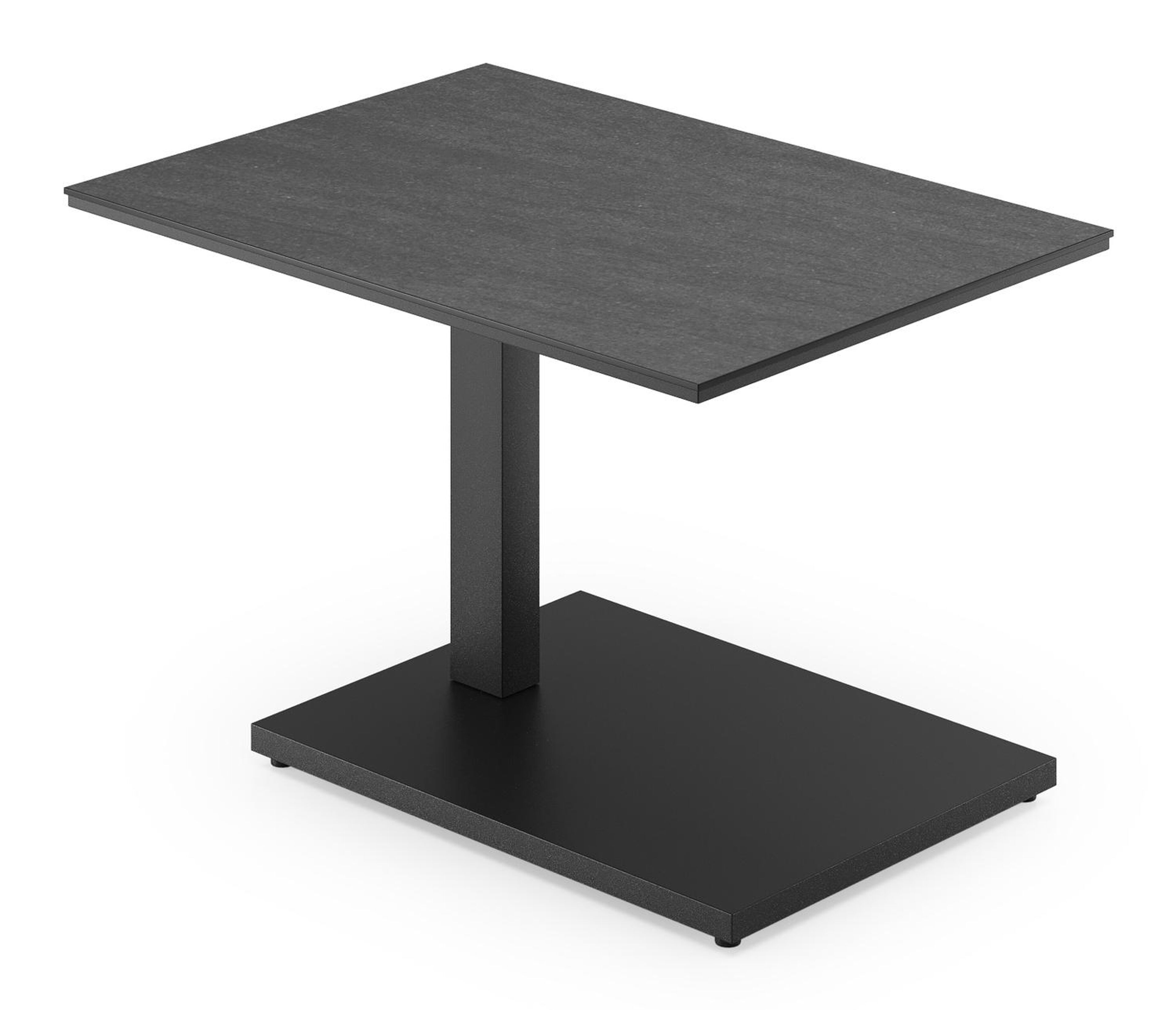 Cirello Pop up bijzettafel in zwart aluminium en basalt black volkeramiek - L 70 x B 50 x H 66 cm