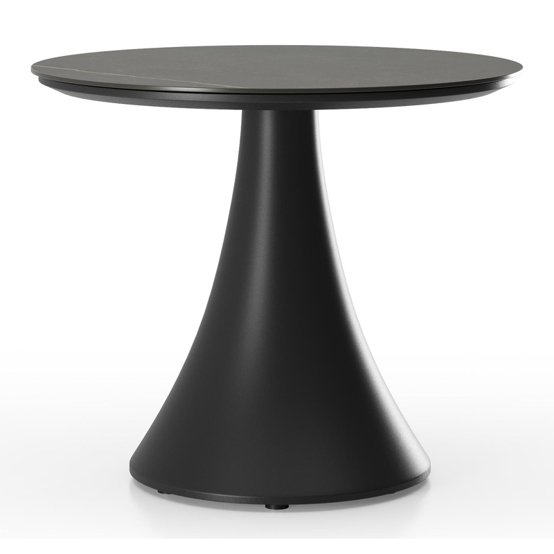 Fano low dining loungetafel in zwart aluminium en volkeramiek calatorao - Dia. 65 x H 55 cm