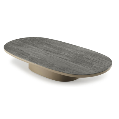 Amico loungetafel bombo in beige aluminium en volkeramiek Aspen Grey - L 171 x B 89 x H 24 cm