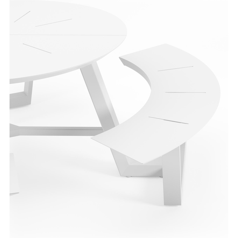 Rondino picknicktafel in wit aluminium - Dia. 207 cm