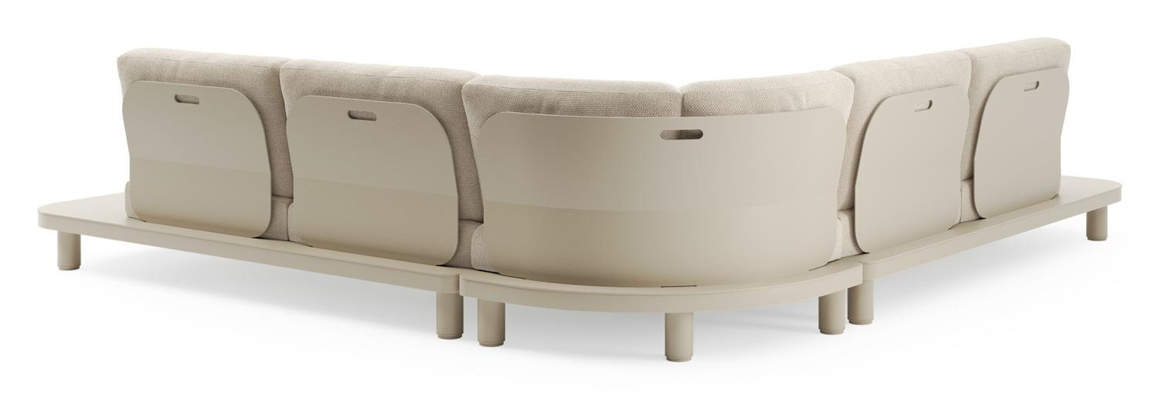 Donato loungehoek in beige aluminium met althea chalk all weather cosytica kussen