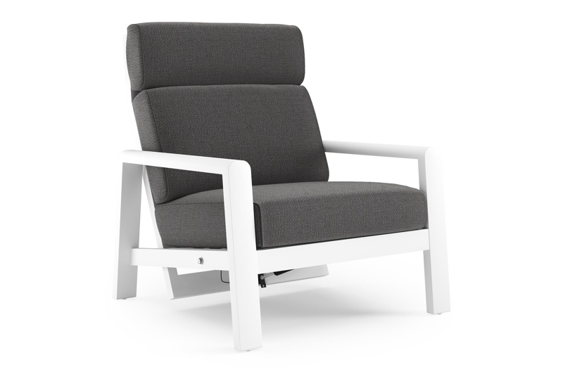 Cosenzo loungestoel in wit aluminium met savane tornado all weather sunbrella® luxe kussen