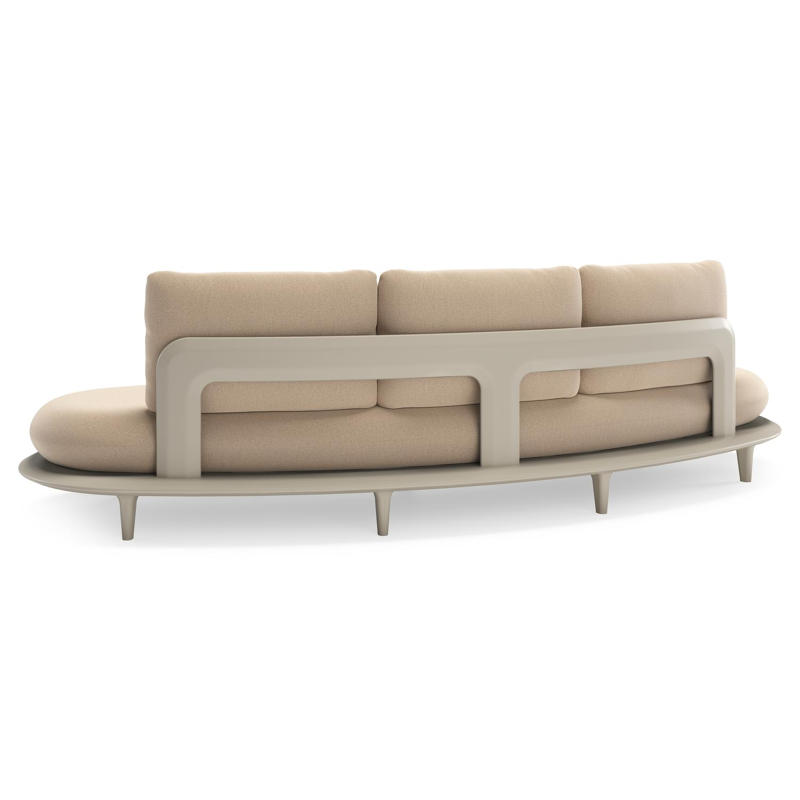 Canape de jardin Bomero en aluminium beige et coussins en all weather sunbrella® luxe natte heather beige