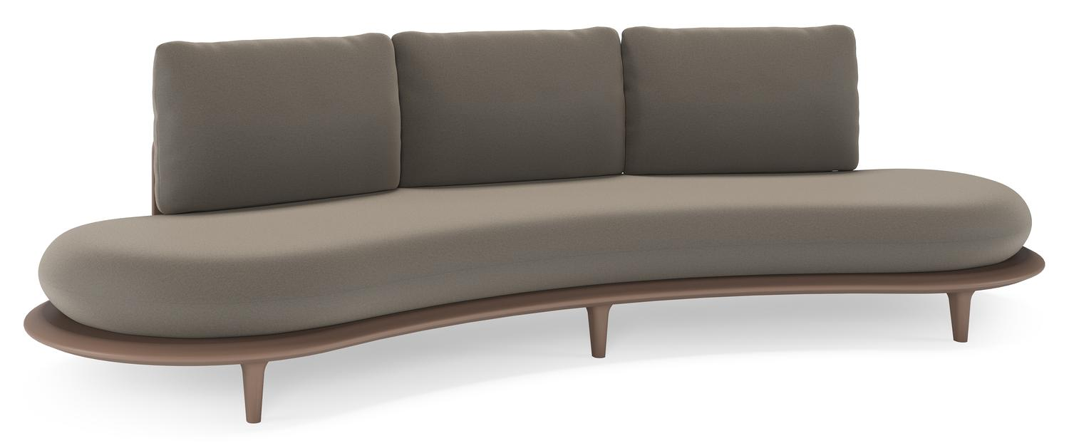 Bomero loungebank in taupe aluminium met natte carbon beige all weather sunbrella® luxe kussen