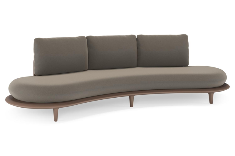 Bomero loungebank in taupe aluminium met natte carbon beige all weather sunbrella® luxe kussen