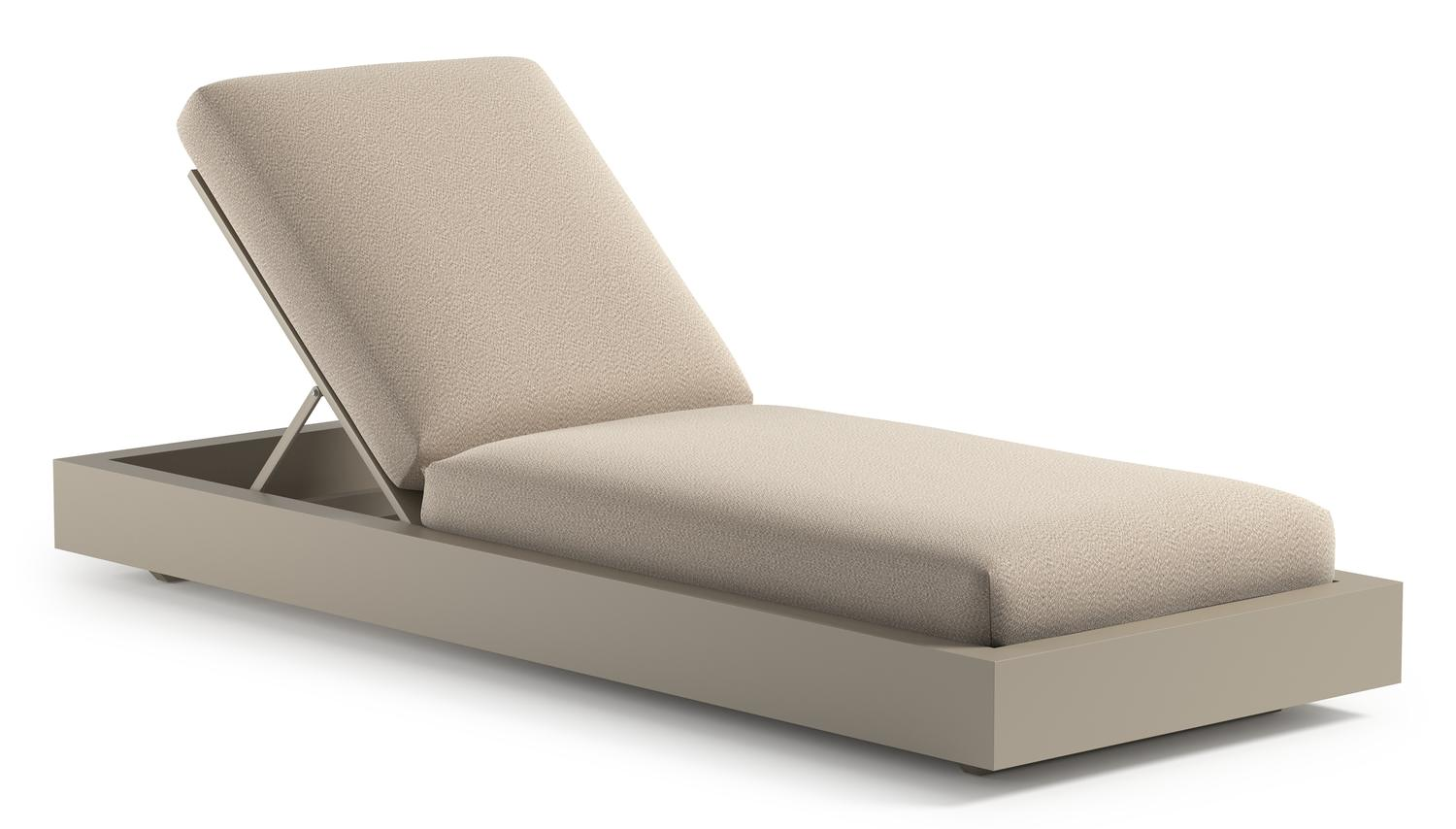 Como verstelbaar ligbed in beige aluminium met lopi sand all weather sunbrella® luxe