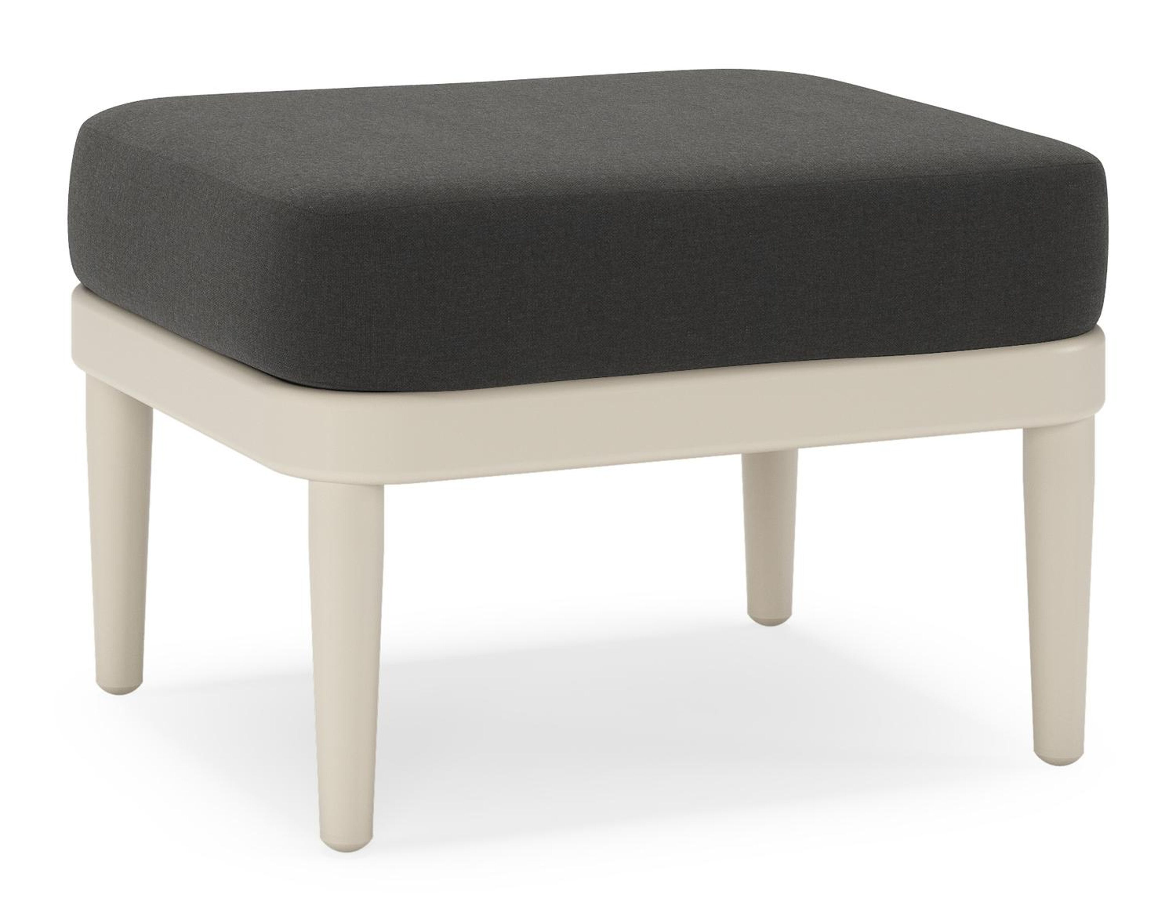 Orso poef in beige aluminium met Natte Sooty all weather sunbrella® luxe kussen