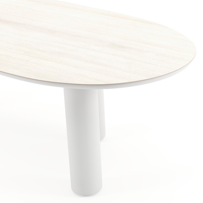Amico tuintafel organisch in wit aluminium en volkeramiek Travertino Bianco - L 240 x B 110 x H 73.5 cm