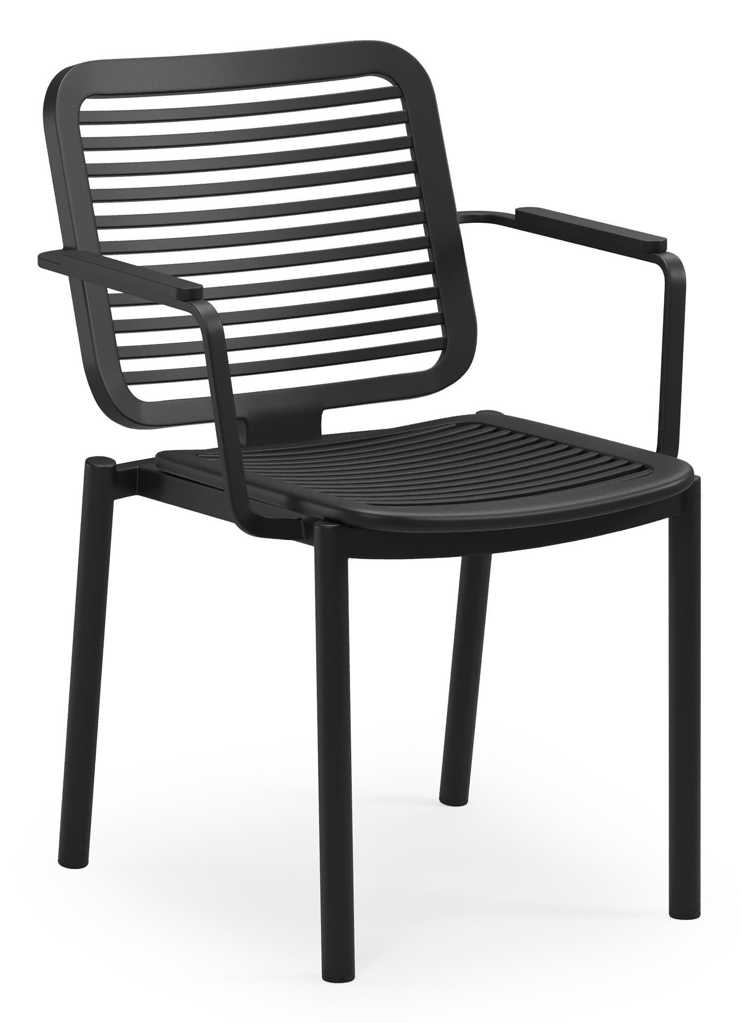 Fano stapelbare tuinstoel in zwart aluminium