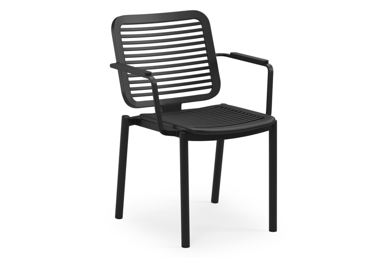 Fano stapelbare tuinstoel in zwart aluminium