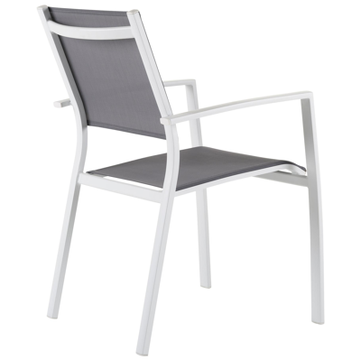 Caldela complete tuinset wit-grijs - tafelblad in glas - met 6  stapelbare tuinstoelen