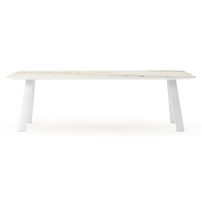 Cesano tuintafel rechthoekig in wit aluminium en volkeramiek colorado dunes - L 240 x B 100 x H 75 cm