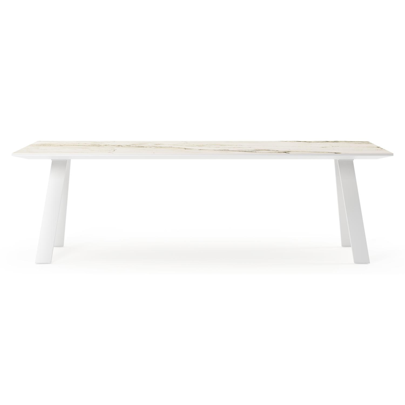Cesano tuintafel rechthoekig in wit aluminium en volkeramiek colorado dunes - L 240 x B 100 x H 75 cm