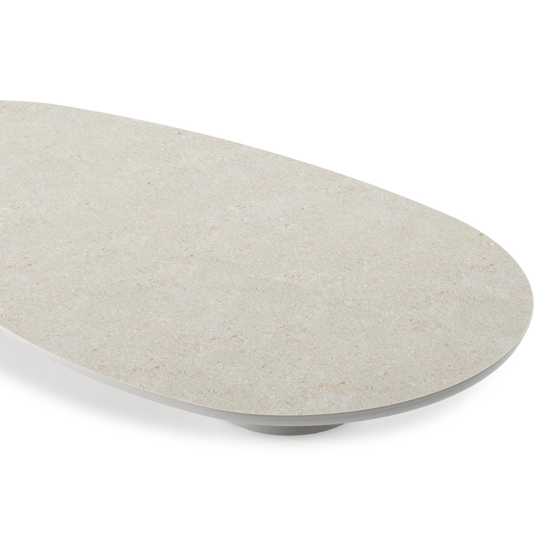 Amico loungetafel organisch in wit aluminium en volkeramiek Shilin - L 170 x B 91 x H 25 cm