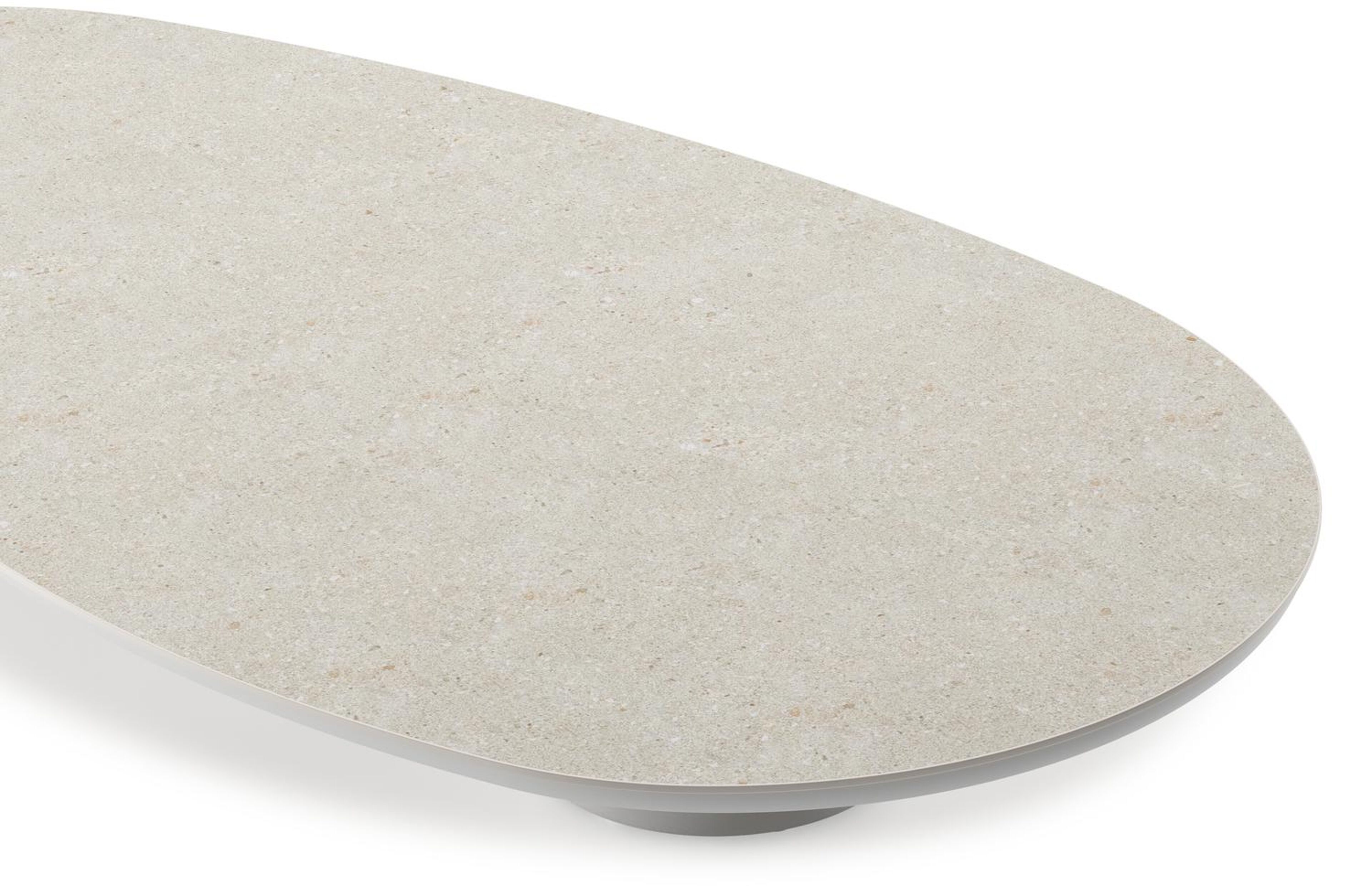 Table de basse Amico organique en aluminium blanc et céramique pleine Shilin - Lg. 170 x Lrg. 91 x Haut. 25 cm