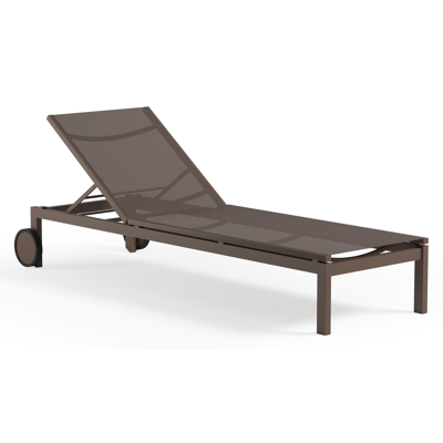 Ensemble de 2 chaises longues réglables Caravelle en aluminium taupe et textilène simple taupe