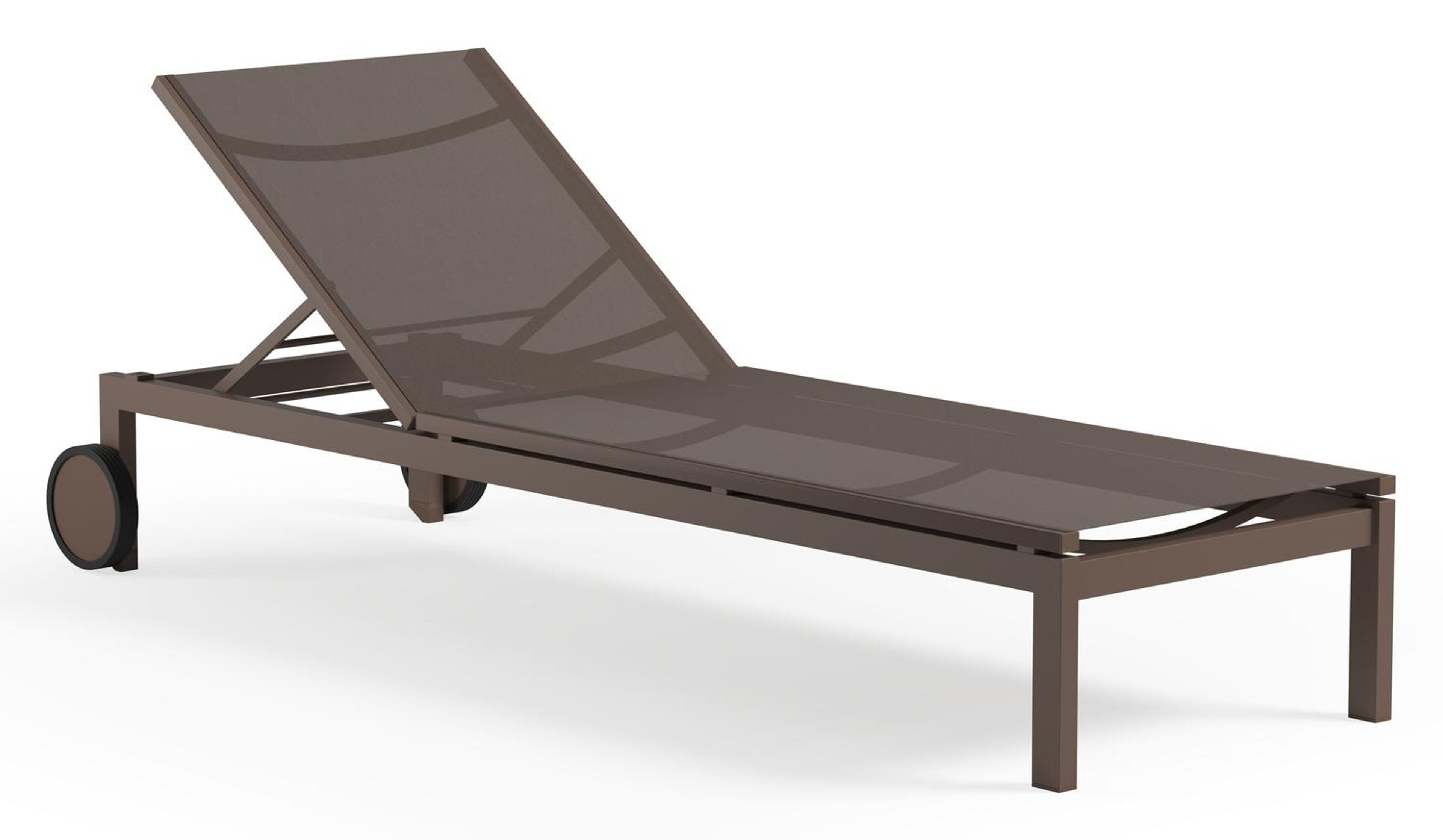 Chaise longue réglable Caravelle en aluminium taupe et textilène simple taupe