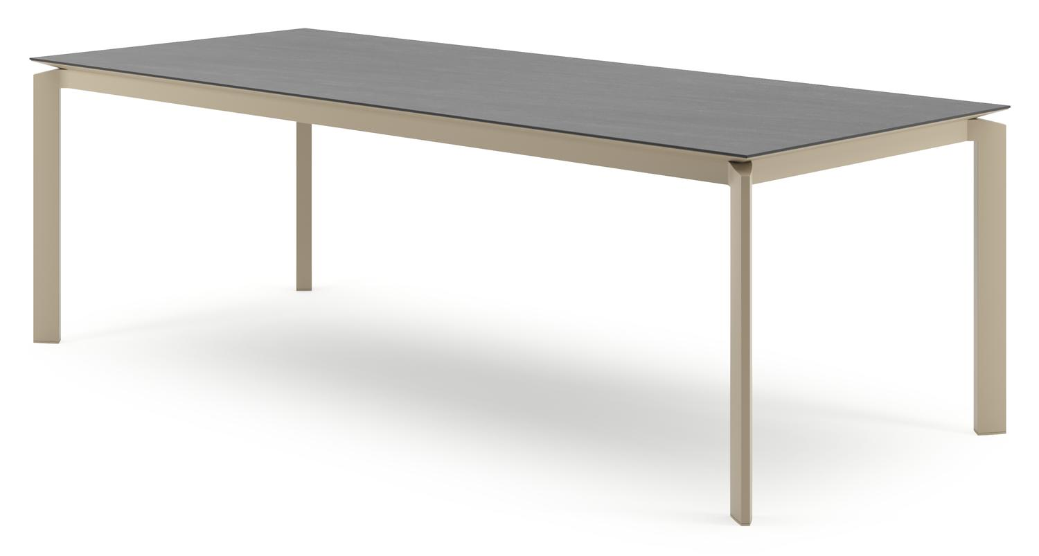 Cirello tuintafel rechthoekig in beige aluminium en volkeramiek Basalt Black - L 240 x B 100 x H 74.5 cm