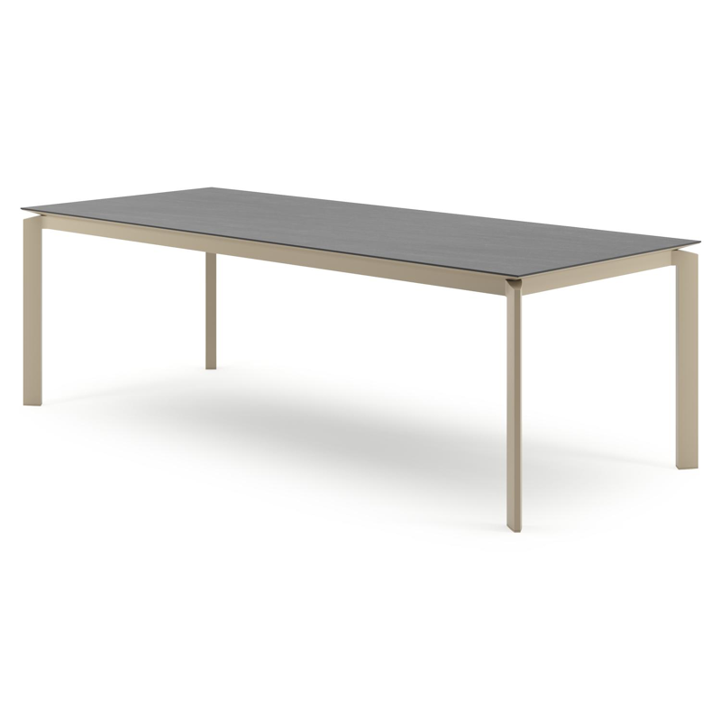 Cirello tuintafel rechthoekig in beige aluminium en volkeramiek Basalt Black - L 240 x B 100 x H 74.5 cm