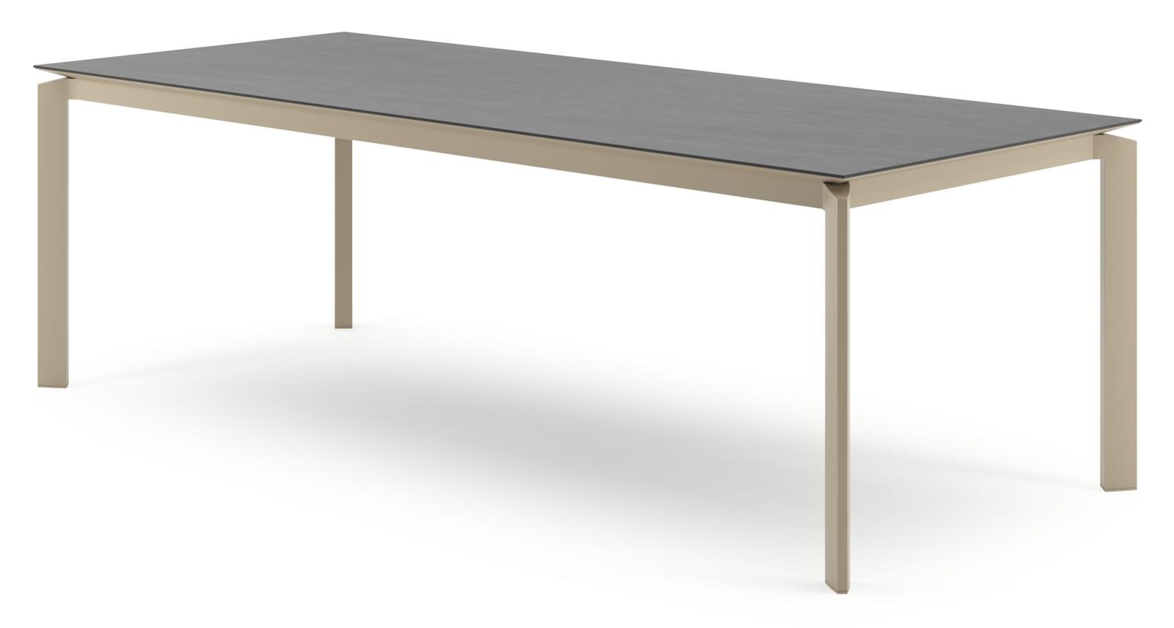 Cirello tuintafel rechthoekig in beige aluminium en volkeramiek Basalt Black - L 240 x B 100 x H 75 cm