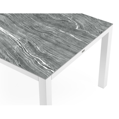Table de jardin Como en aluminium blanc et ceramique pleine mar del plata - Lg. 240 x Larg. 100 x H 75,6 cm