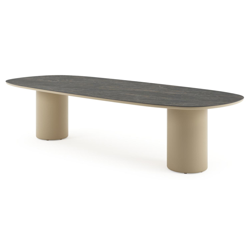 Amico tuintafel bombo in beige aluminium en volkeramiek Black Obsession - L 320 x B 130 x H 73.5 cm