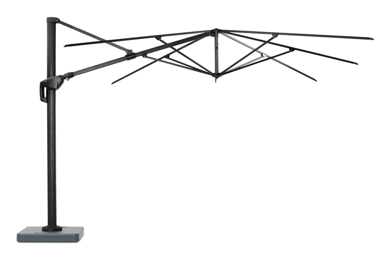 Minore parasolmast met tiltfunctie in zwart aluminium - L1 280 x L2: 370 cm (zonder voet)