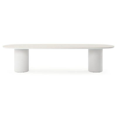 Amico tuintafel bombo in wit aluminium en volkeramiek Shilin - L 320 x B 130 x H 73.5 cm