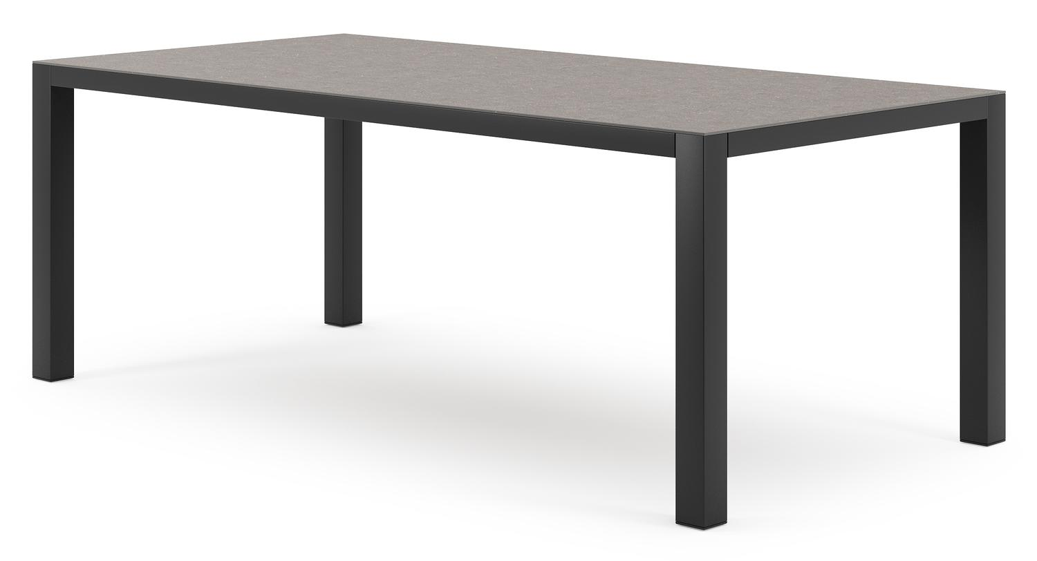 Como tuintafel rechthoekig in zwart aluminium en volkeramiek wulong - L 200 x B 100 x H 75 cm