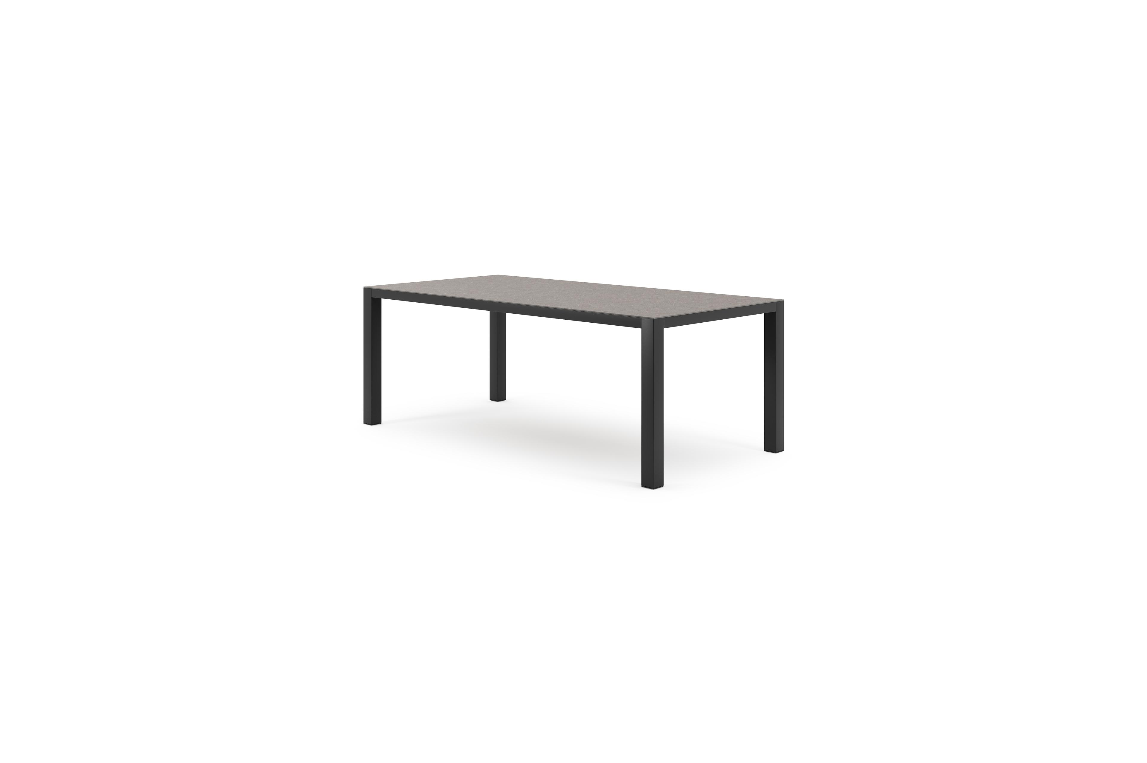 Como tuintafel rechthoekig in zwart aluminium en volkeramiek wulong - L 200 x B 100 x H 75 cm