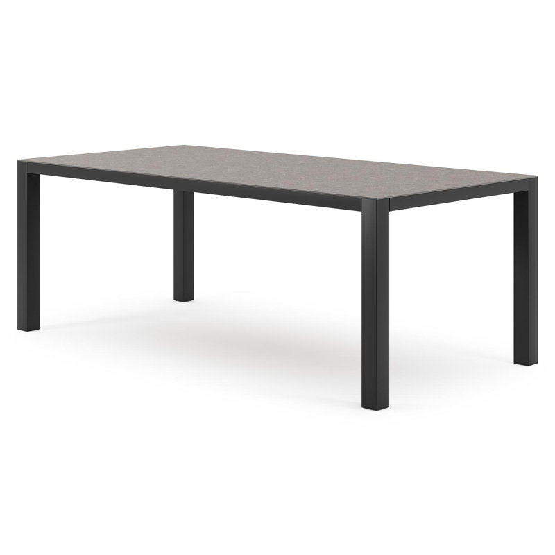 Como tuintafel rechthoekig in zwart aluminium en volkeramiek wulong - L 200 x B 100 x H 75 cm