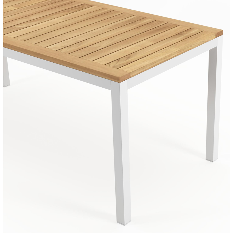 Feltro tuintafel rechthoekig in wit aluminium en teak - L 180 x B 80 x H 73 cm