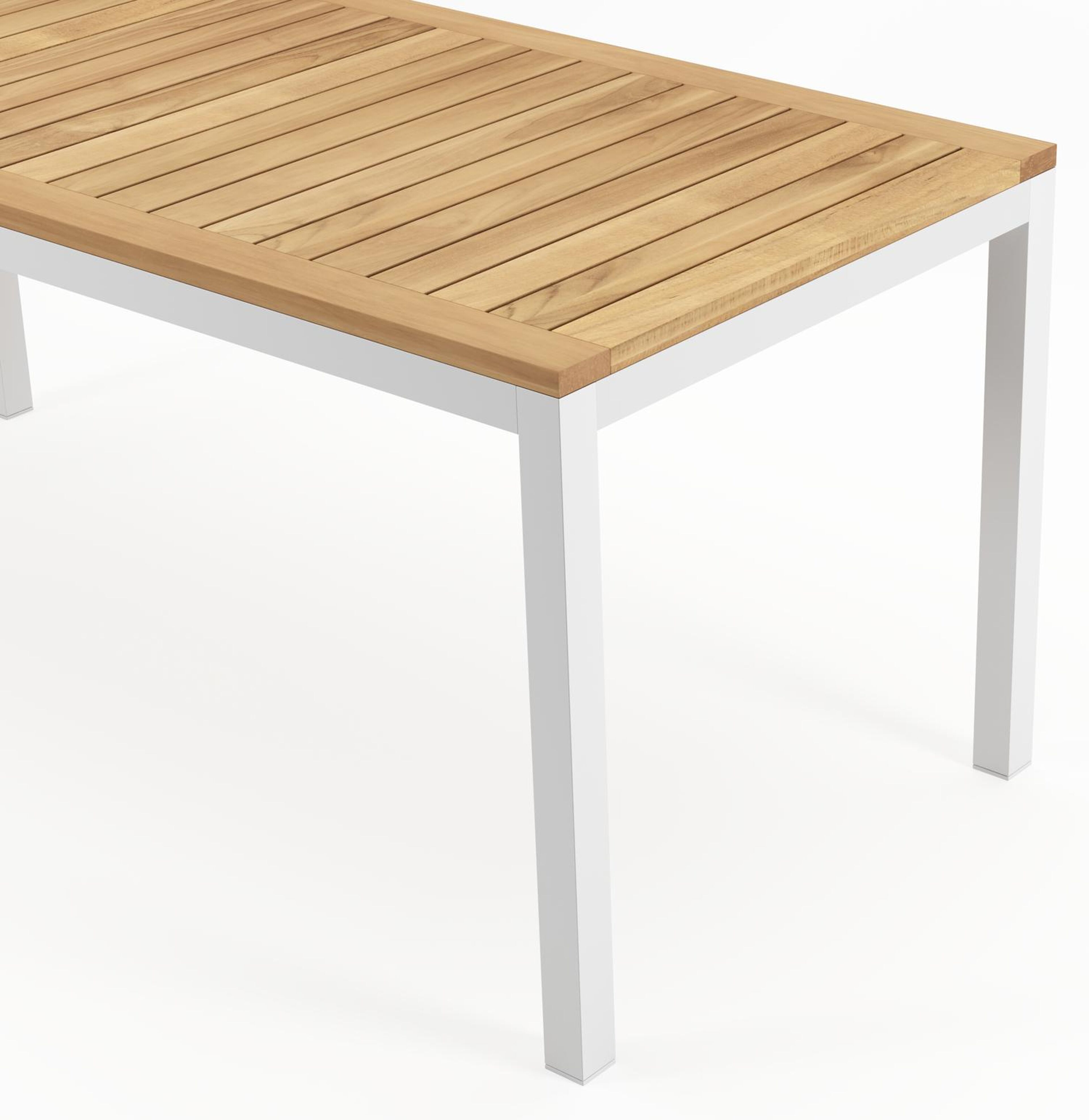 Ensemble de jardin Feltro en aluminium blanc et teck avec 6 chaises de jardin empilable Amalfi
