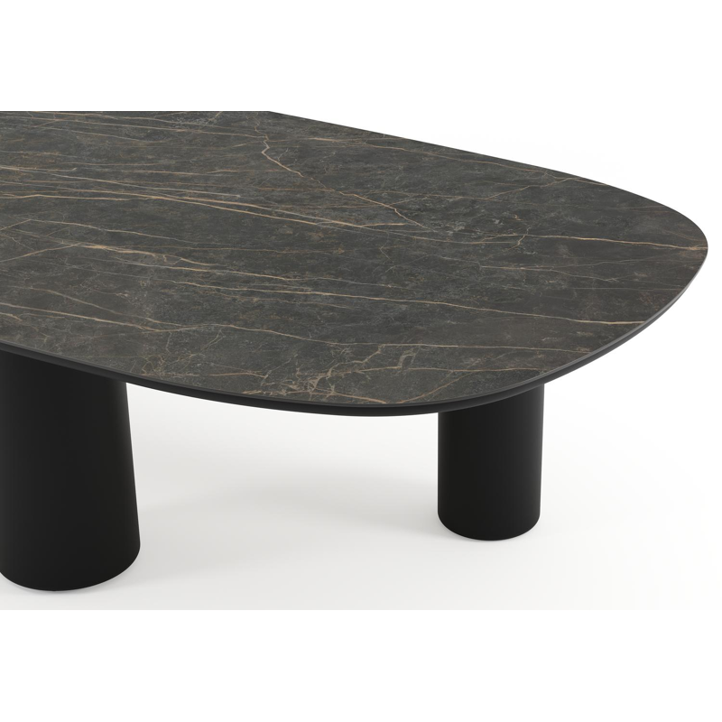 Amico tuintafel bombo xl in zwart aluminium en volkeramiek Black Obsession - L 320 x B 148 x H 73.5 cm