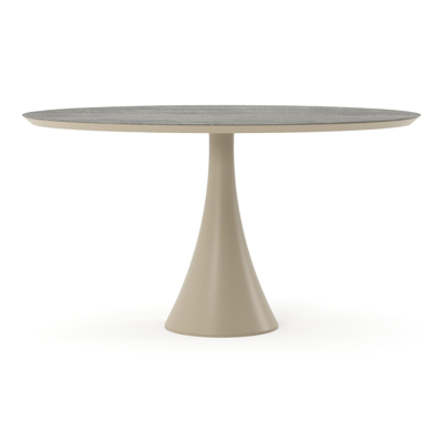 Fano tuintafel ovaal in beige aluminium en volkeramiek Aspen Grey - L 140 x B 80 x H 74.5 cm