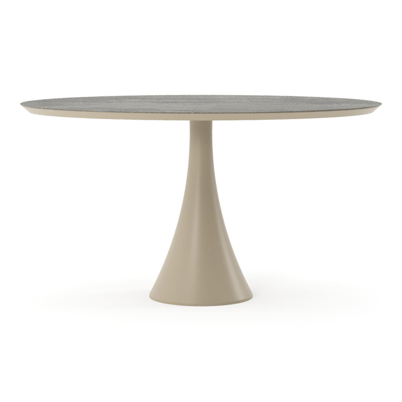 Fano tuintafel ovaal in beige aluminium en volkeramiek Aspen Grey - L 140 x B 80 x H 74.5 cm