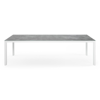 Trente tuinset in wit aluminium en grijs keramisch glas tafelblad met 8 stapelbare Calobra tuinstoelen