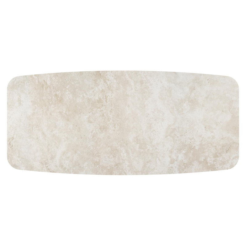 Table de jardin Pagino forme de bateau en aluminium blanc et céramique pleine Rapolano Lg. 255 x Lrg. 115 cm