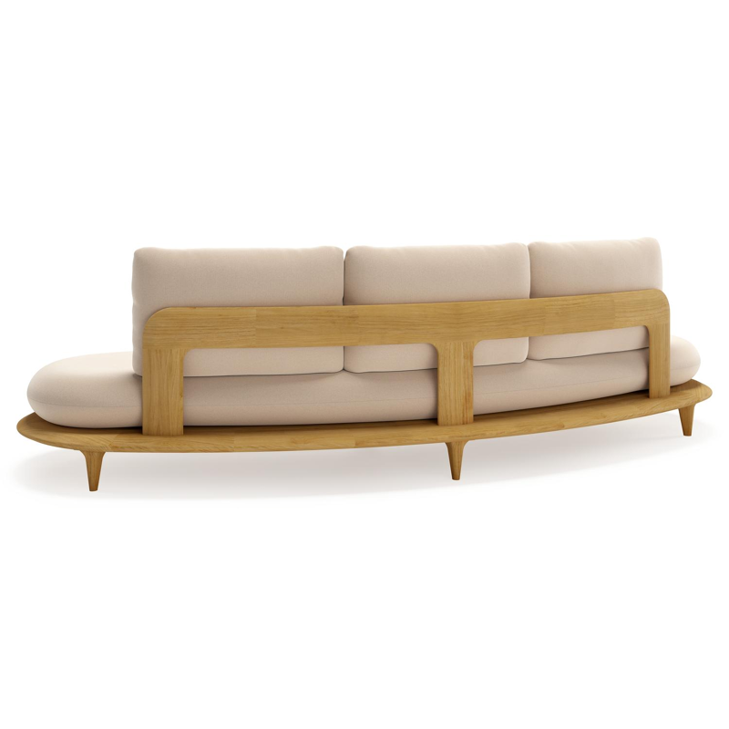 Bomero loungeset in teak met natte linen chalk all weather sunbrella® luxe kussen