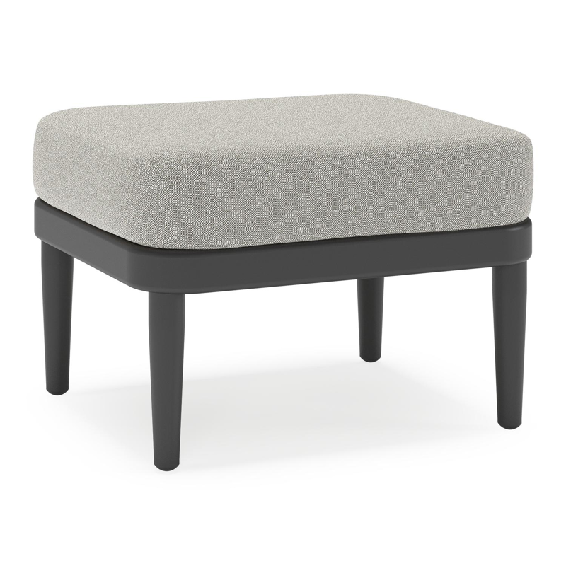 Pouf Orso en aluminium noir et coussins en all weather sunbrella® luxe Savane Tunder