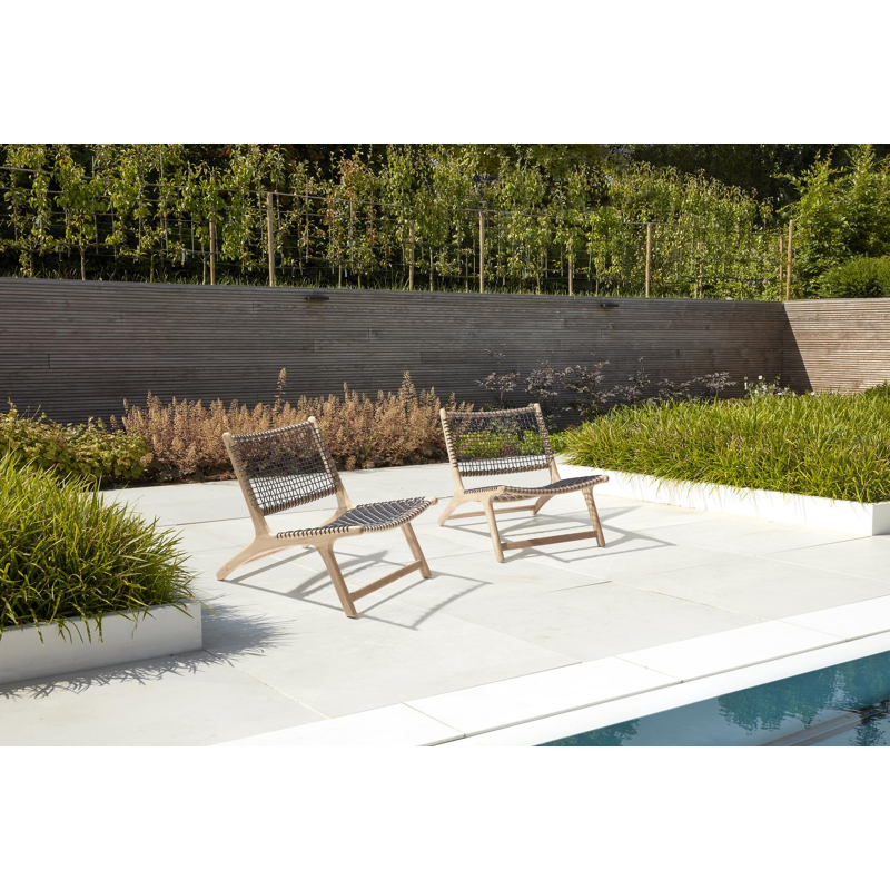 Fauteuil de jardin Cosito 1-pl en teck et résine tressée noir