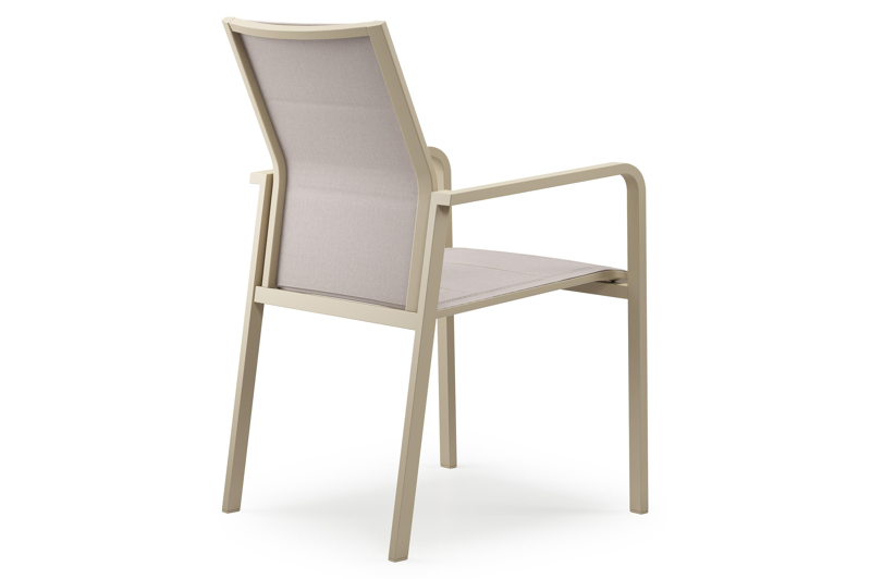 Como stapelbare tuinstoel in beige aluminium en beige dubbele comfort textilene