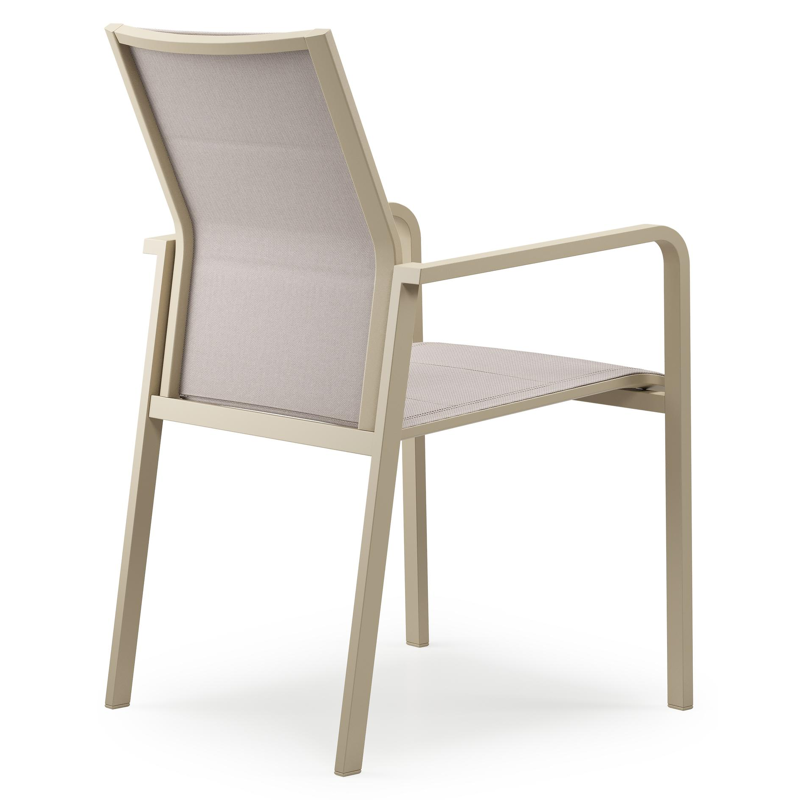 Como stapelbare tuinstoel in beige aluminium en beige dubbele comfort textilene