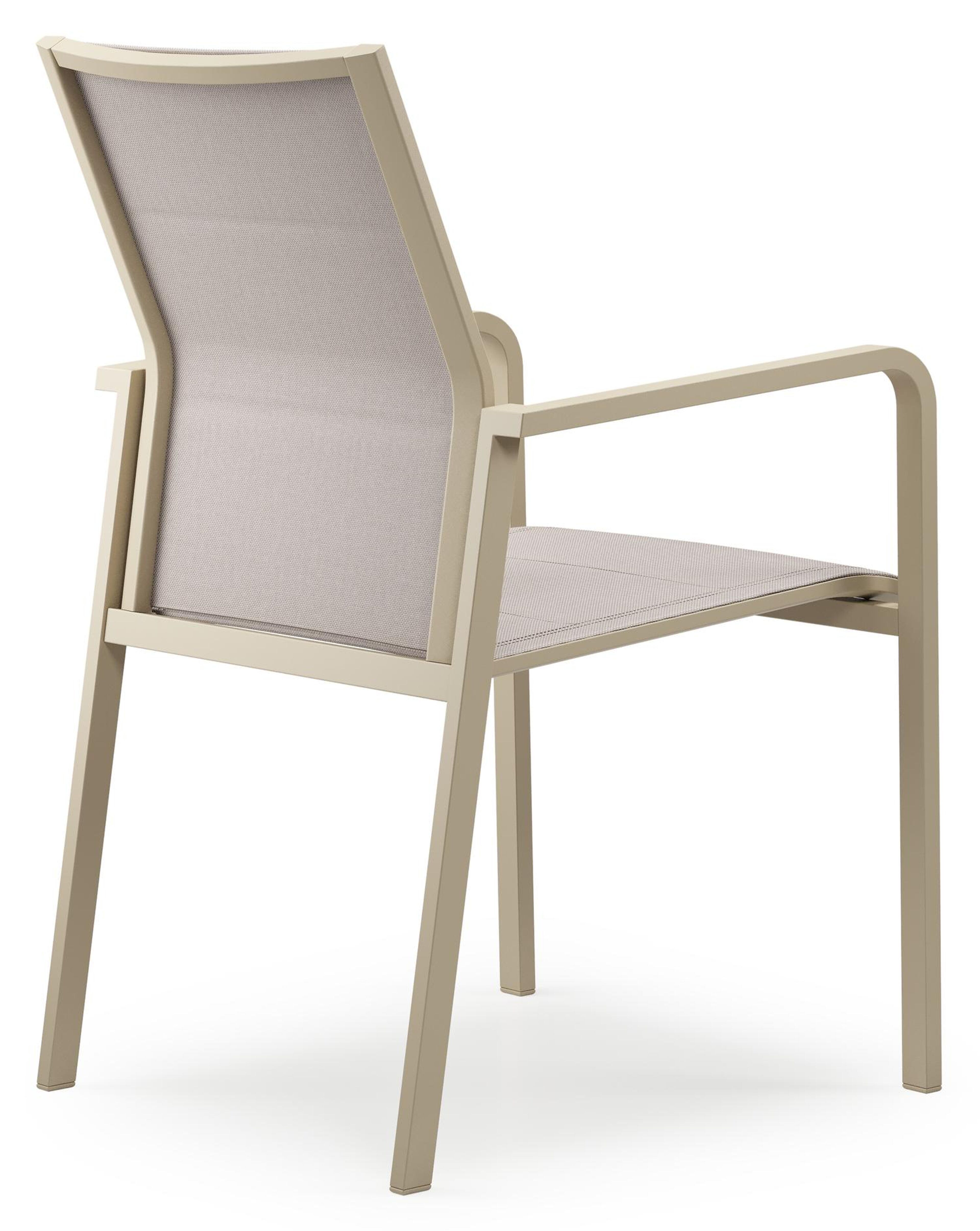 Como stapelbare tuinstoel in beige aluminium en beige dubbele comfort textilene