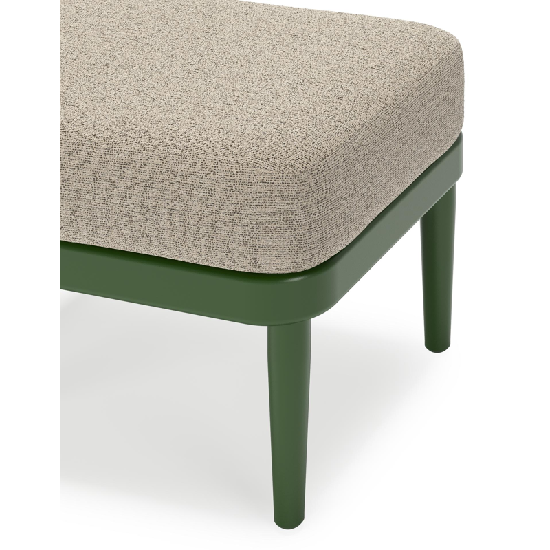 Orso poef in groen aluminium met Catania Beige all weather cosytica kussen