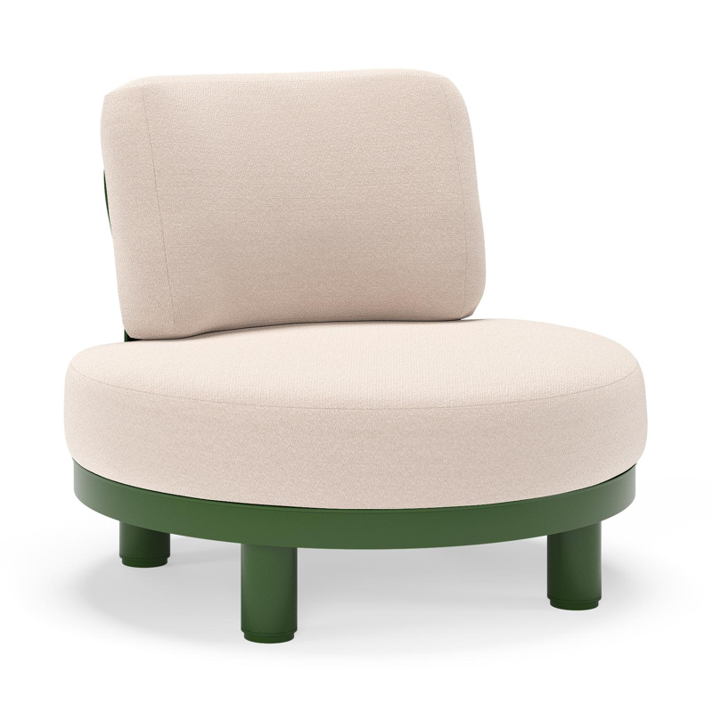 Donato loungestoel in groen aluminium met all weather sunbrella® luxe Wander Pilat kussen