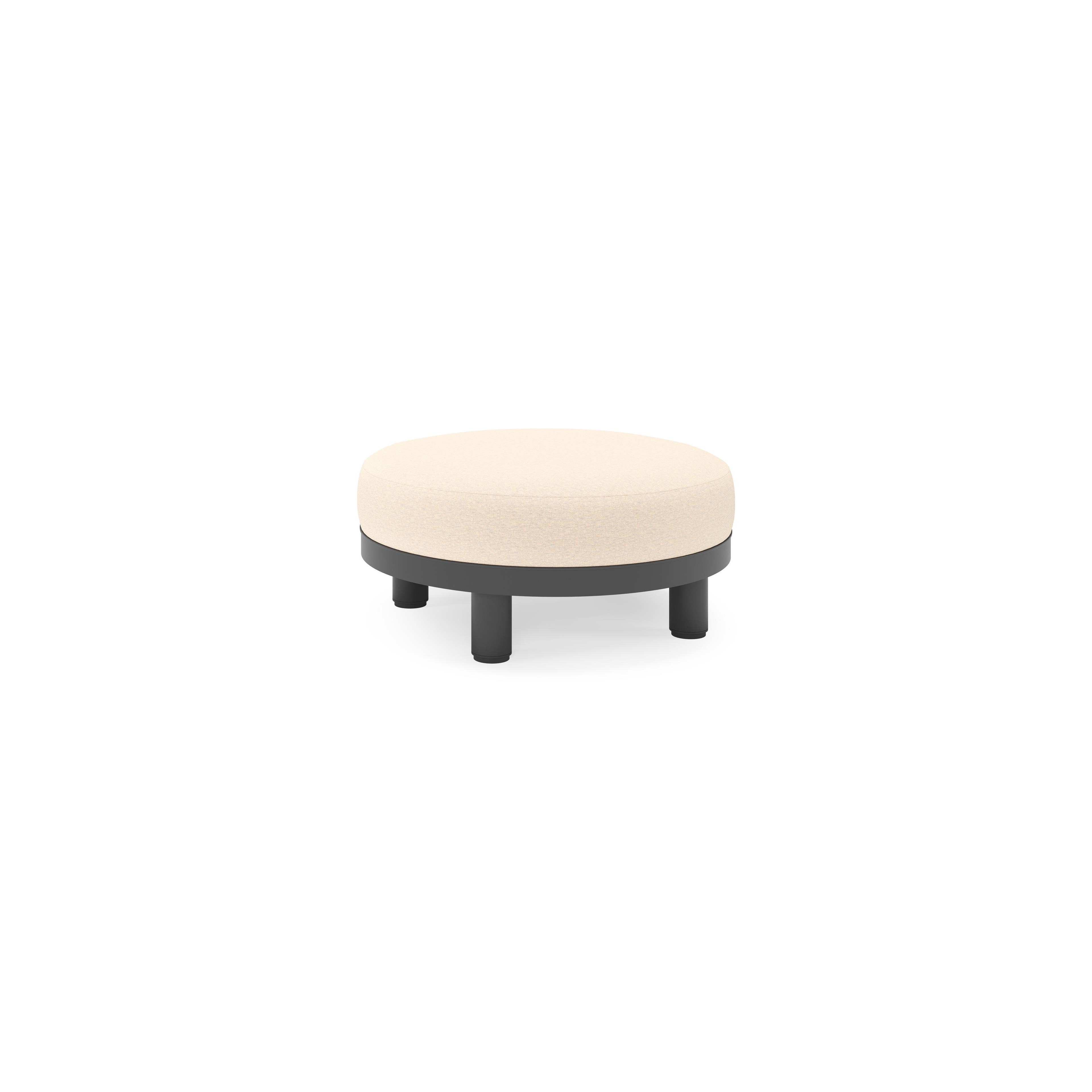 Donato lounge poef in zwart aluminium met All Weather Sunbrella® Luxe Heritage Papyrus kussen