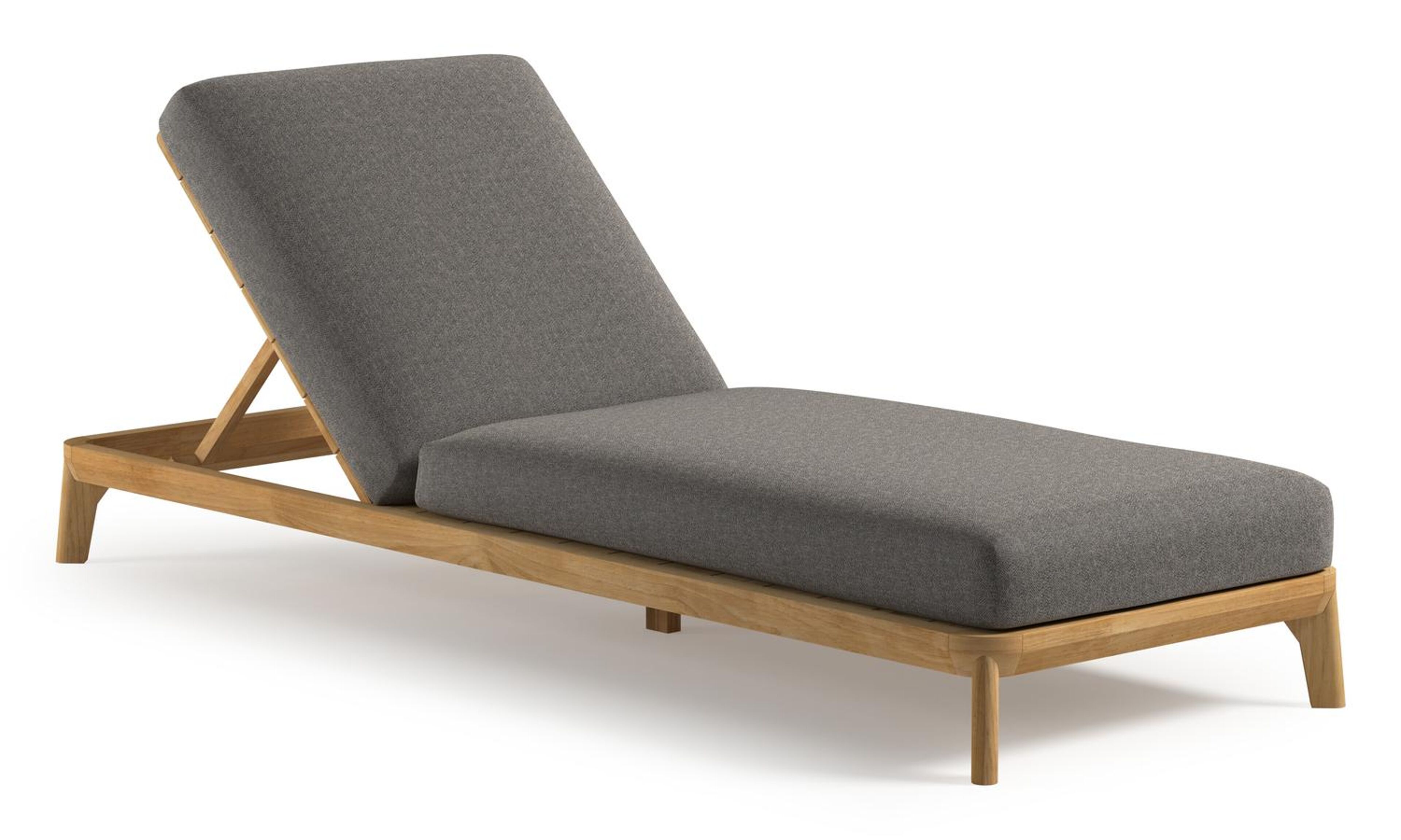 Orso verstelbaar ligbed in teak met chartres drizzle all weather Sunbrella® luxe kussen