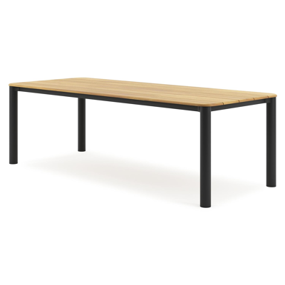 Orso tuintafel rechthoekig afgerond in zwart aluminium en teak - L 240 x B 100 x H 73.5 cm